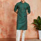Bottle Green Silk Blend Festival Men's Kurta Set