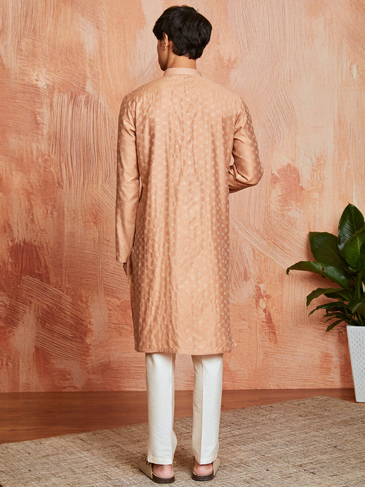 Peach Silk Blend Festival Men's Kurta Set