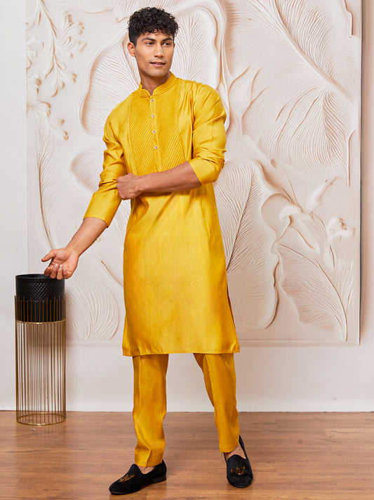 Black Silk Blend Festival Men's Kurta Set