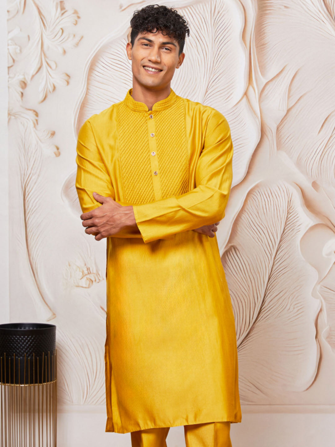 Black Silk Blend Festival Men's Kurta Set