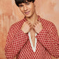 Rust Cotton Casual Men's Kurta Set