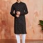 Stylist Black Cotton Casual Men's Kurta Set