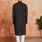 Stylist Black Cotton Casual Men's Kurta Set