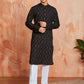 Stylist Black Cotton Casual Men's Kurta Set