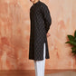 Stylist Black Cotton Casual Men's Kurta Set