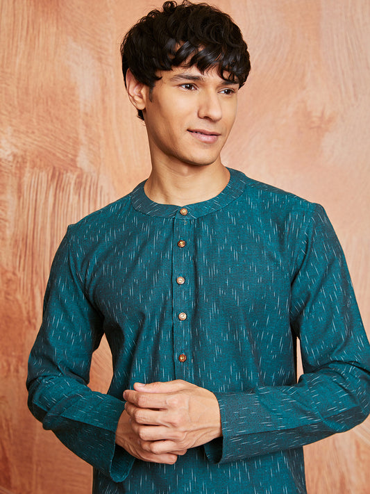Stylist Green Cotton Casual Men's Kurta Set