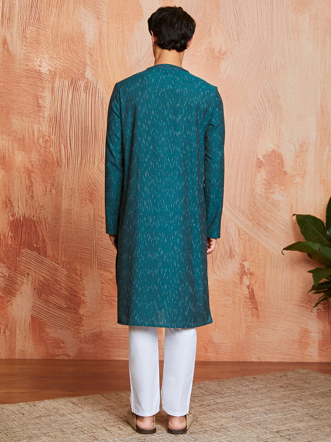 Stylist Green Cotton Casual Men's Kurta Set