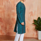 Stylist Green Cotton Casual Men's Kurta Set
