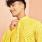 Yellow Cotton Casual Men's Kurta Set