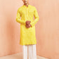 Yellow Cotton Casual Men's Kurta Set