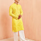Yellow Cotton Casual Men's Kurta Set