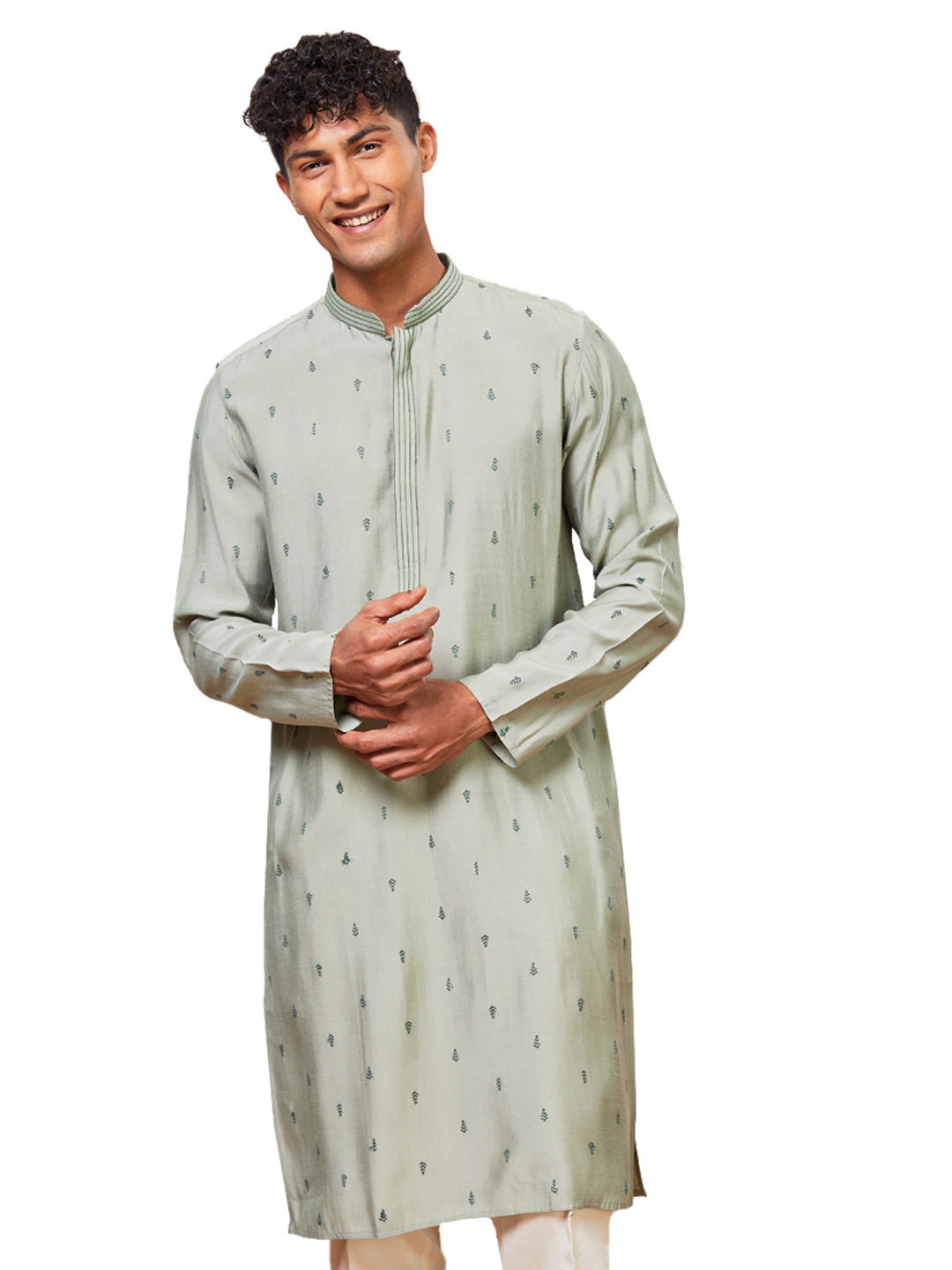 Mint Green Cotton Blend Casual Men's Kurta Set