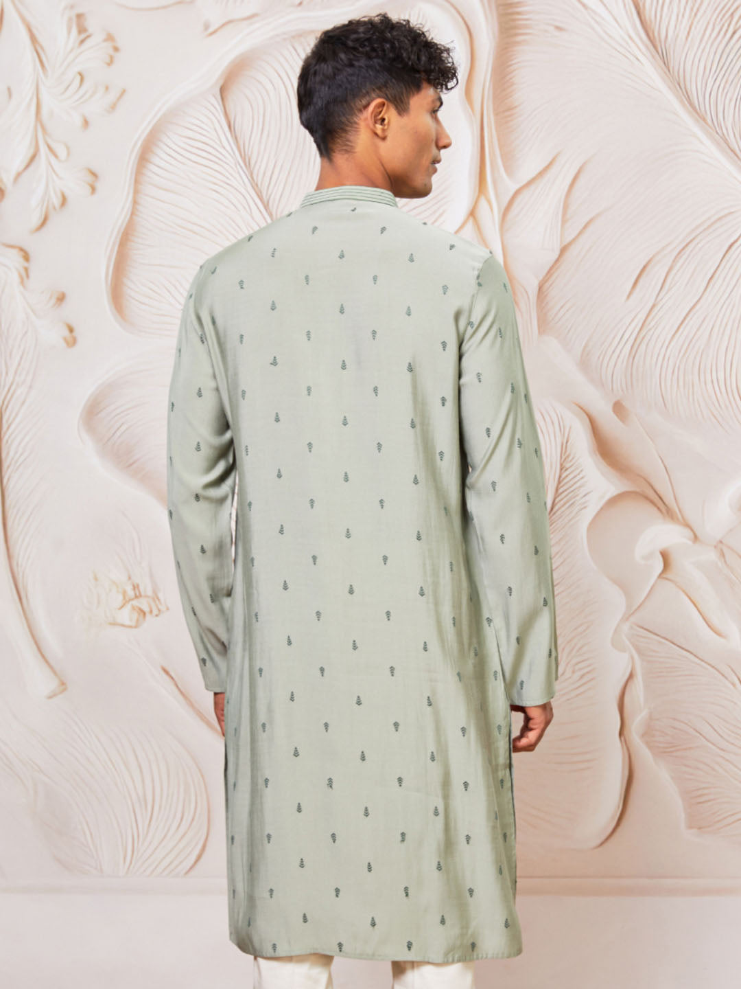 Mint Green Cotton Blend Casual Men's Kurta Set