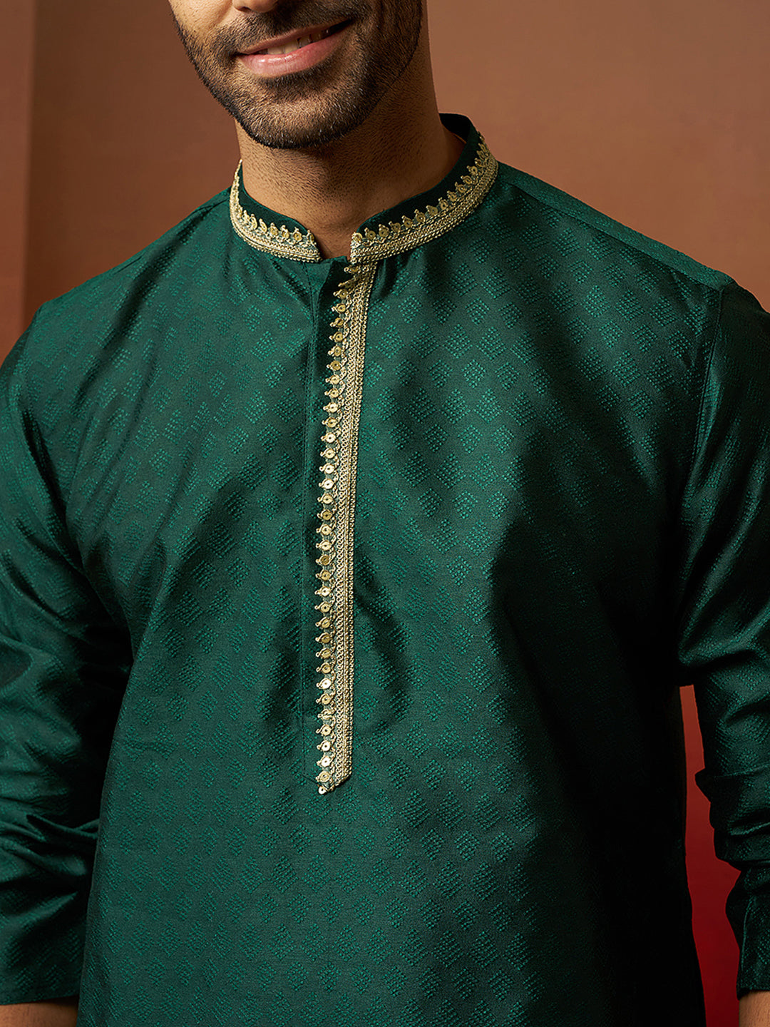 Bottle Green Silk Festival Wear Men'S Kurta Set