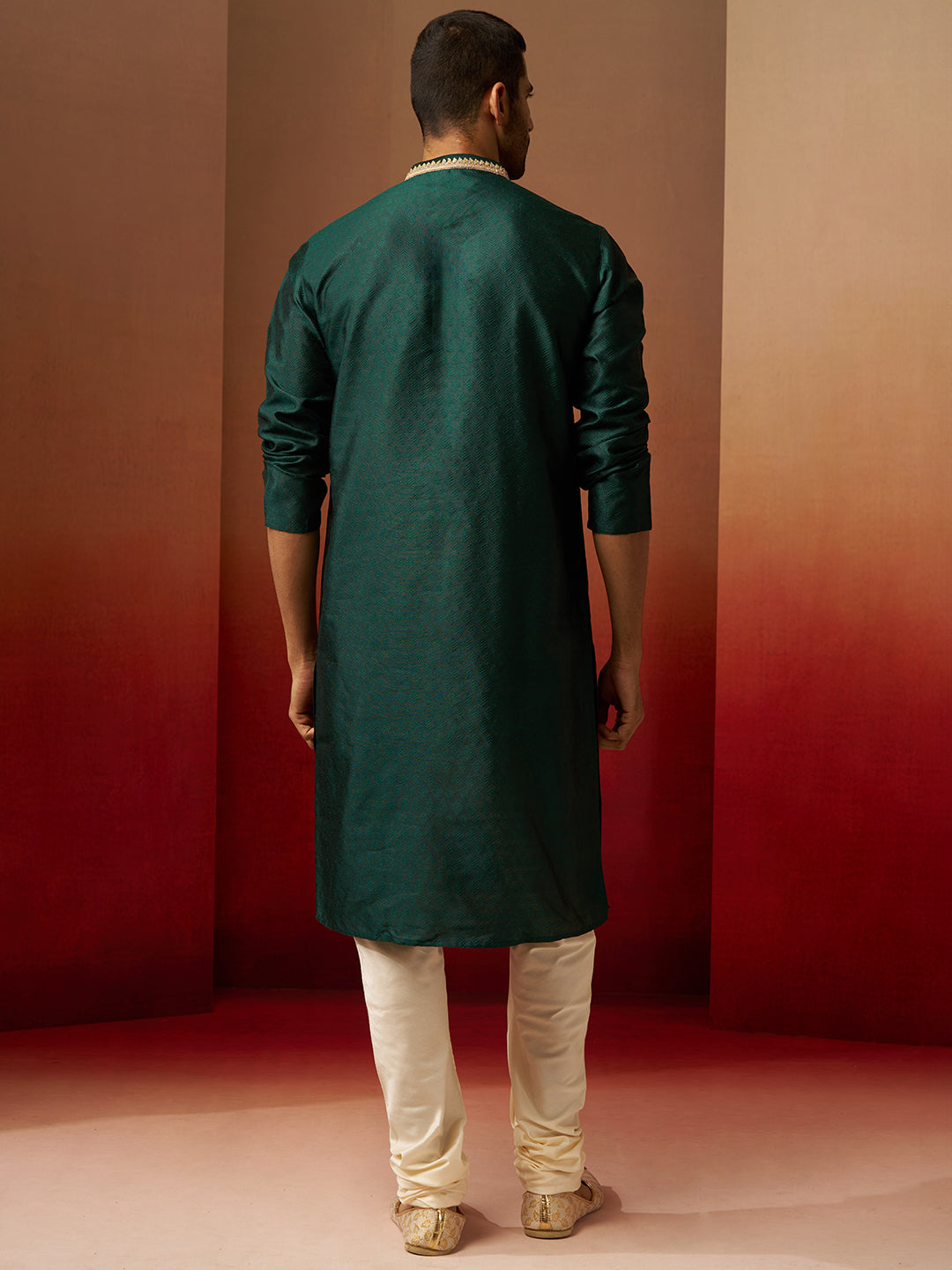 Bottle Green Silk Festival Wear Men'S Kurta Set
