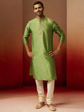 Green Silk Festival Wear Men'S Kurta Set