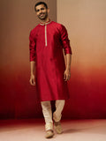 Maroon Silk Festival Wear Men'S Kurta Set
