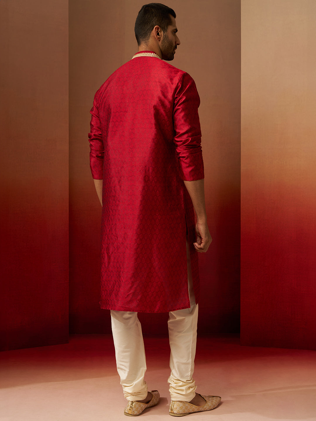 Maroon Silk Festival Wear Men'S Kurta Set