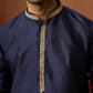 Navy Blue Silk Festival Wear Men'S Kurta Set