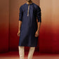 Navy Blue Silk Festival Wear Men'S Kurta Set