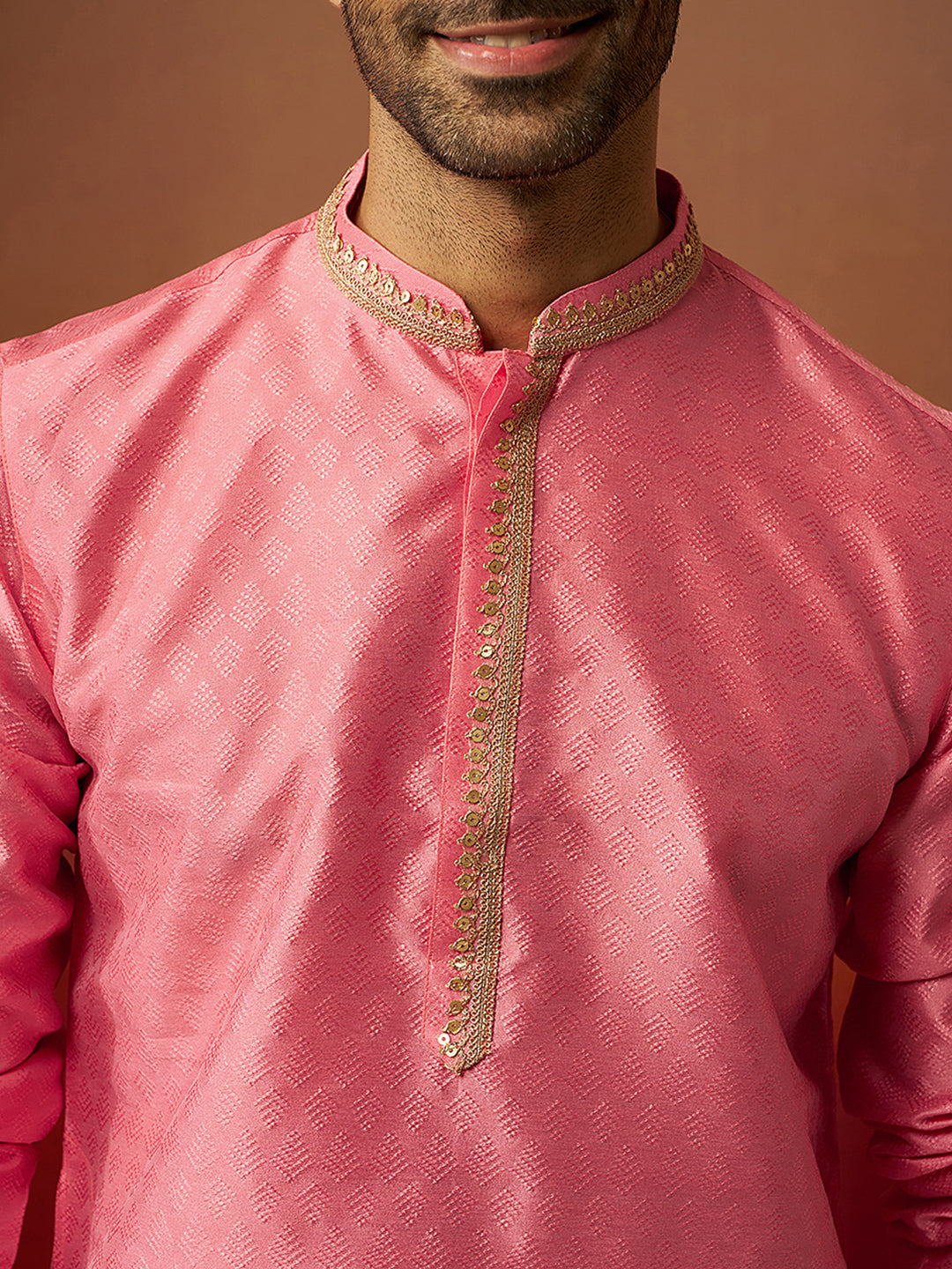 Pink Silk Festival Wear Men'S Kurta Set