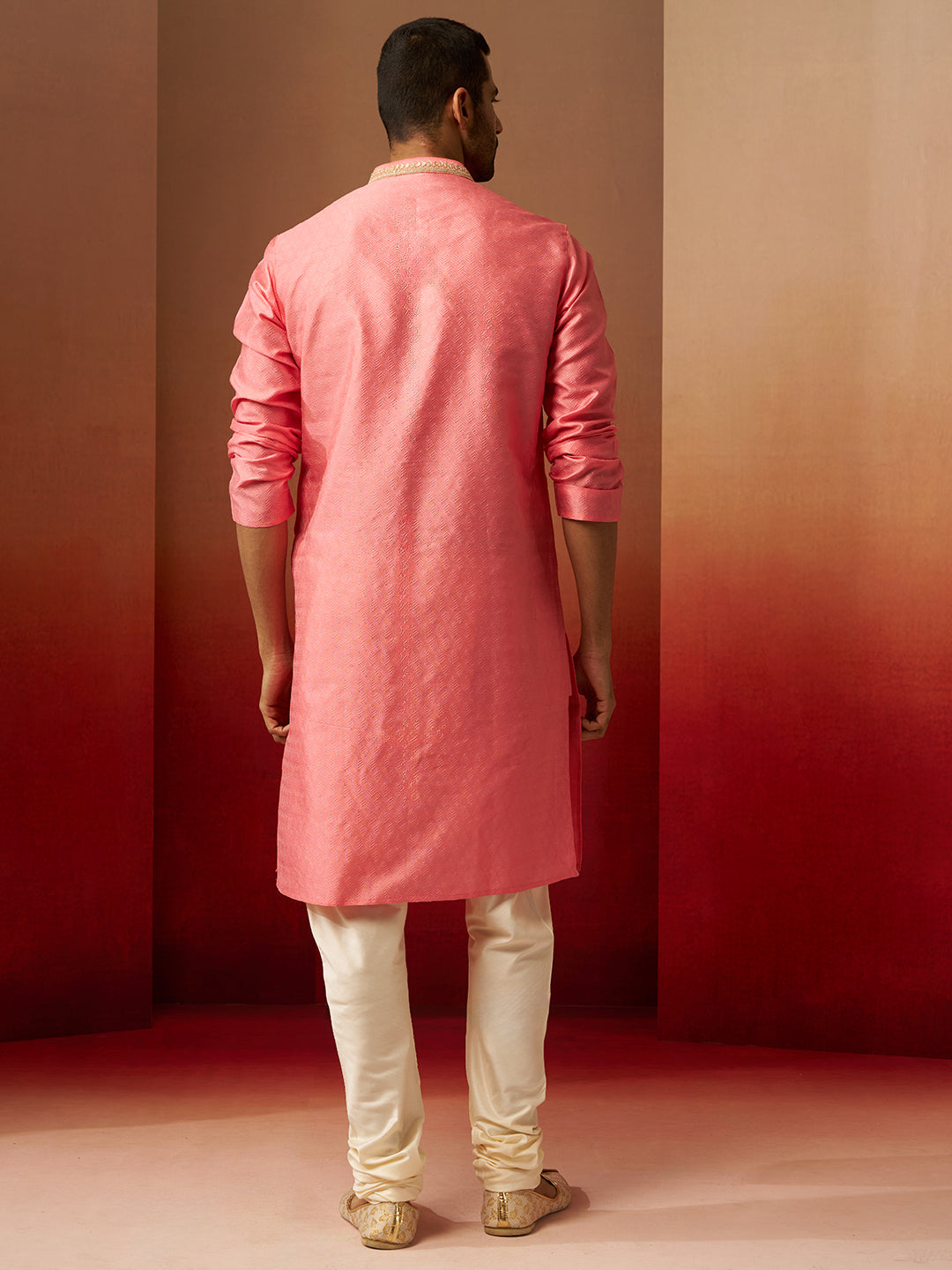 Pink Silk Festival Wear Men'S Kurta Set
