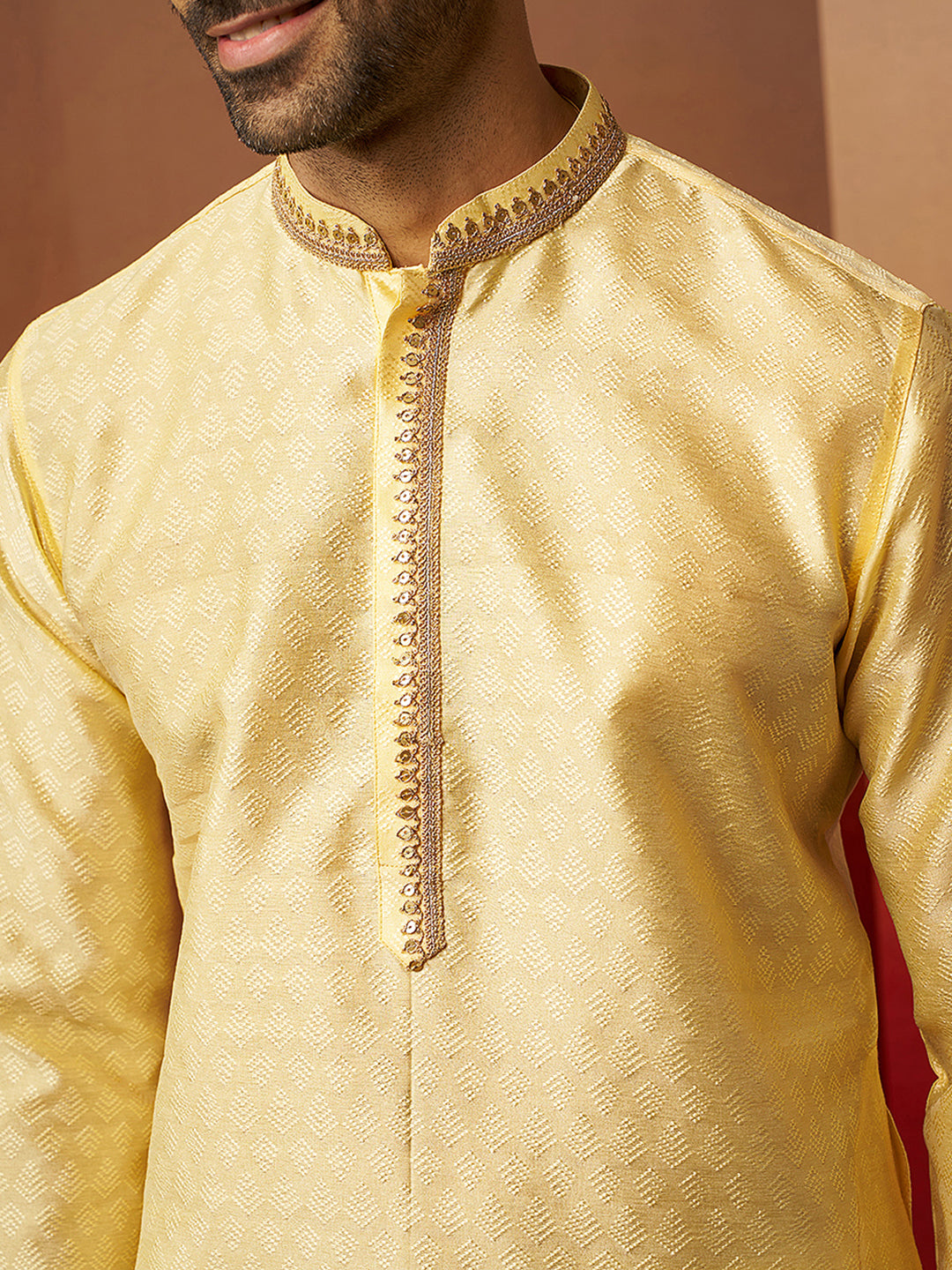Yellow Silk Festival Wear Men'S Kurta Set