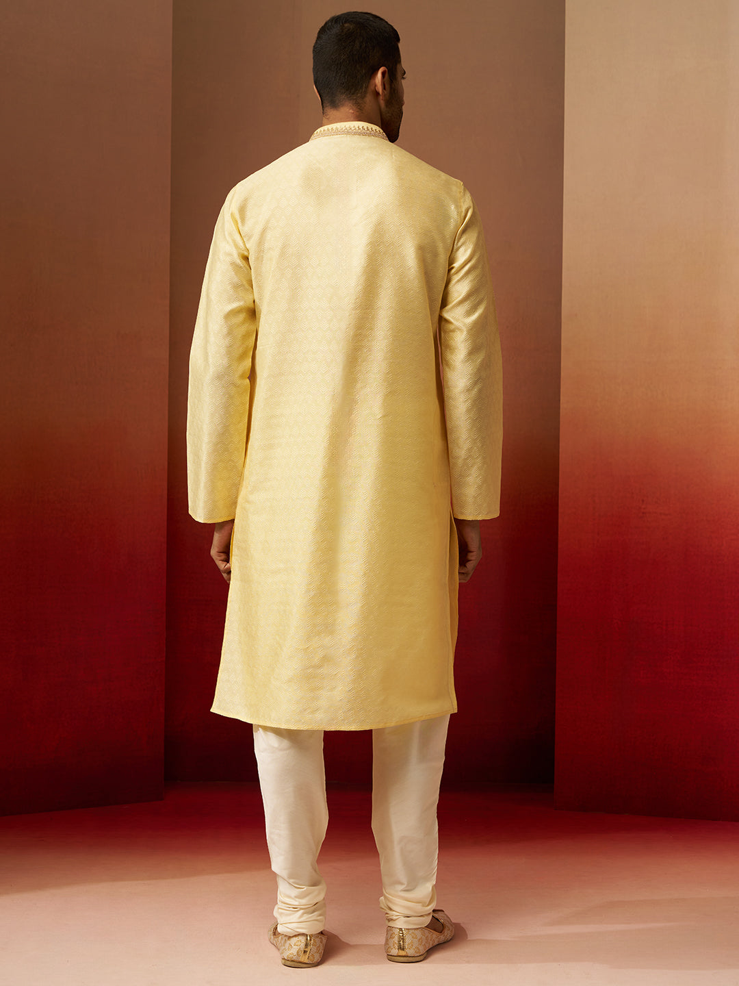 Yellow Silk Festival Wear Men'S Kurta Set