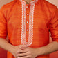 Orange Silk Festival Wear Men'S Kurta