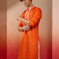Orange Silk Festival Wear Men'S Kurta