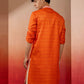 Orange Silk Festival Wear Men'S Kurta