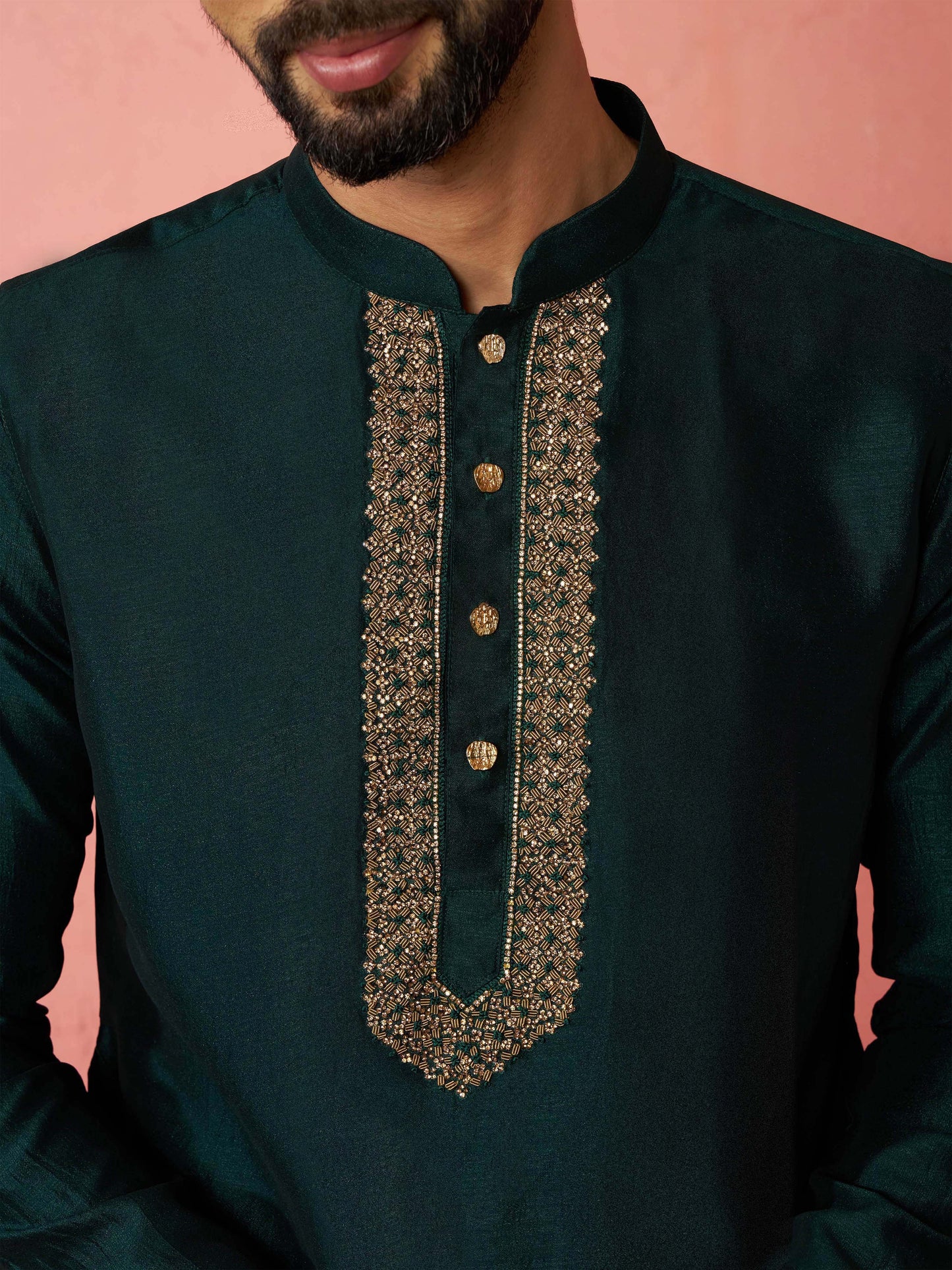 Designer Brown Silk Blend Party Wear Men's Kurta