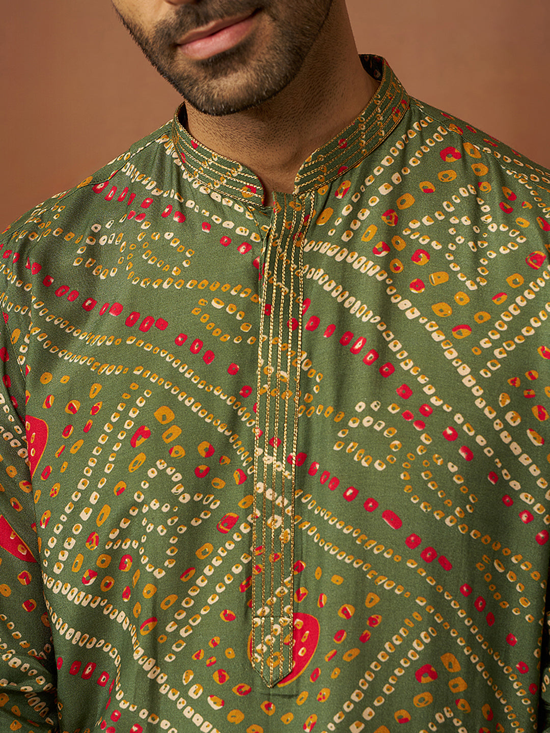 Green Silk Navratri Wear Men'S Kurta Set
