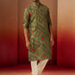 Green Silk Navratri Wear Men'S Kurta Set