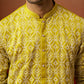 Green Cotton Navratri Wear Men'S Kurta Set
