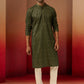 Green Cotton Navratri Wear Men'S Kurta Set