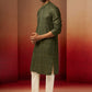 Green Cotton Navratri Wear Men'S Kurta Set