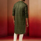 Green Cotton Navratri Wear Men'S Kurta Set