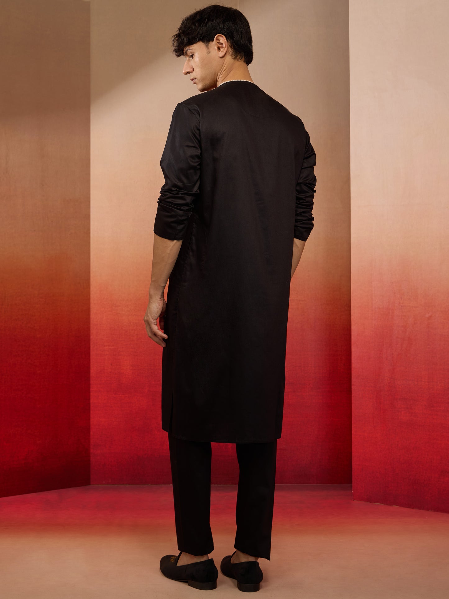 Black Cotton Festival Wear Men'S Kurta Set