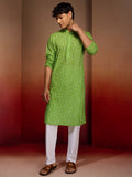 Green Cotton Casual Wear Men'S Kurta Set