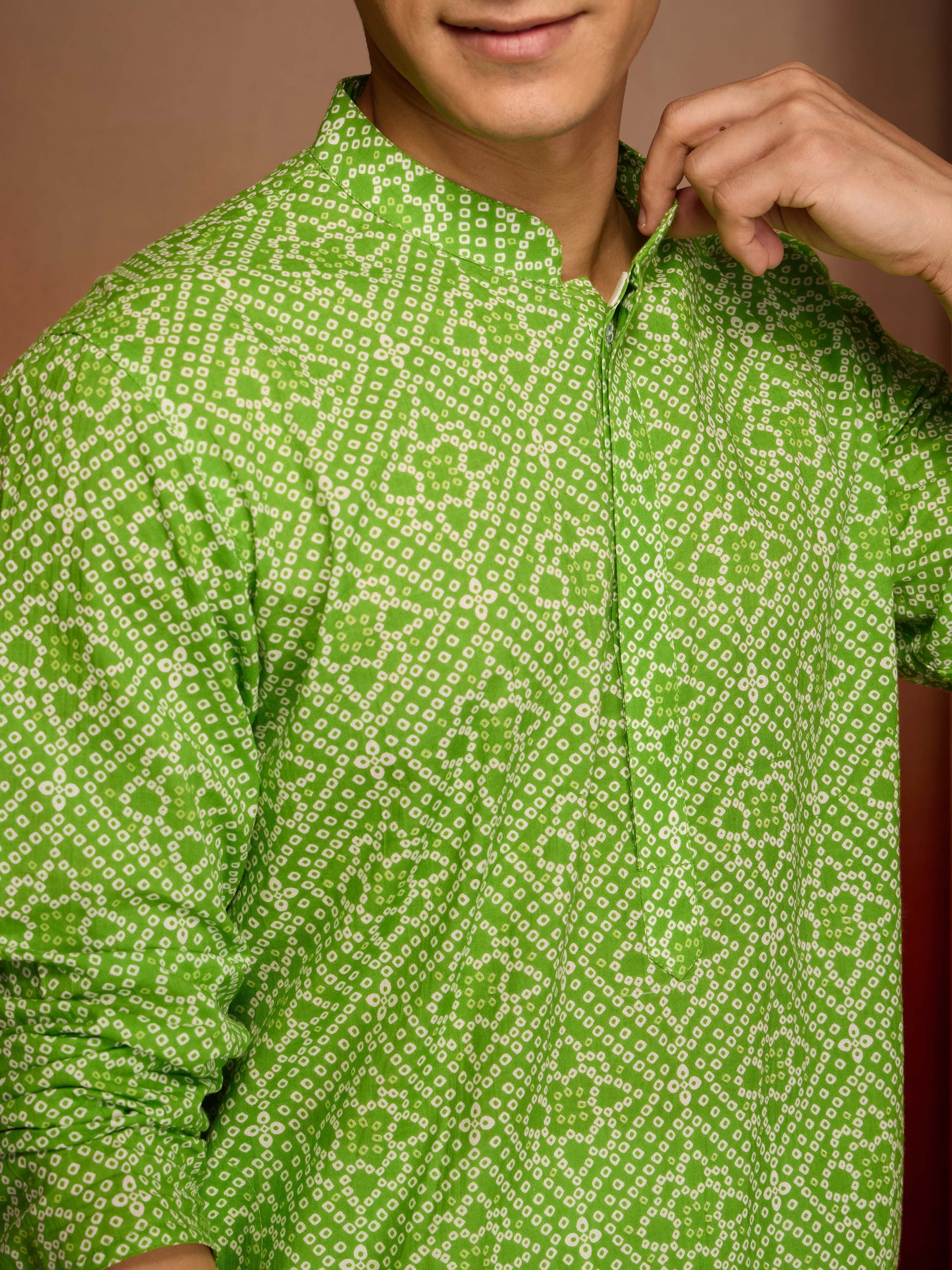 Green Cotton Casual Wear Men'S Kurta Set