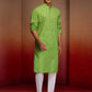 Green Cotton Casual Wear Men'S Kurta Set