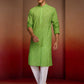 Green Cotton Casual Wear Men'S Kurta Set