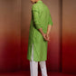 Green Cotton Casual Wear Men'S Kurta Set