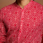 Red Cotton Casual Wear Men'S Kurta Set