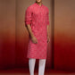 Red Cotton Casual Wear Men'S Kurta Set