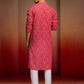 Red Cotton Casual Wear Men'S Kurta Set