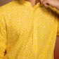 Yellow Cotton Casual Wear Men'S Kurta Set