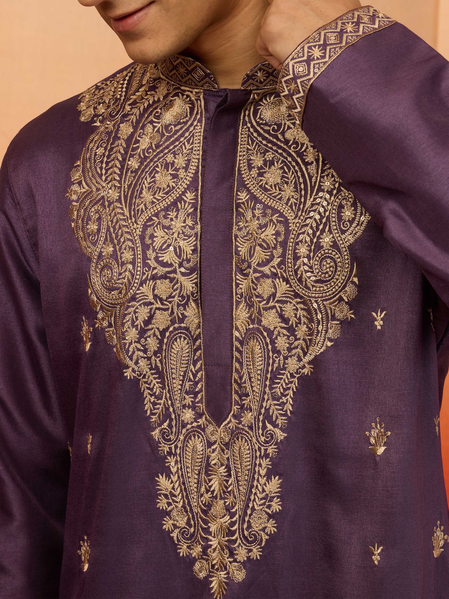 Purple Silk Blend Festival Men's Kurta