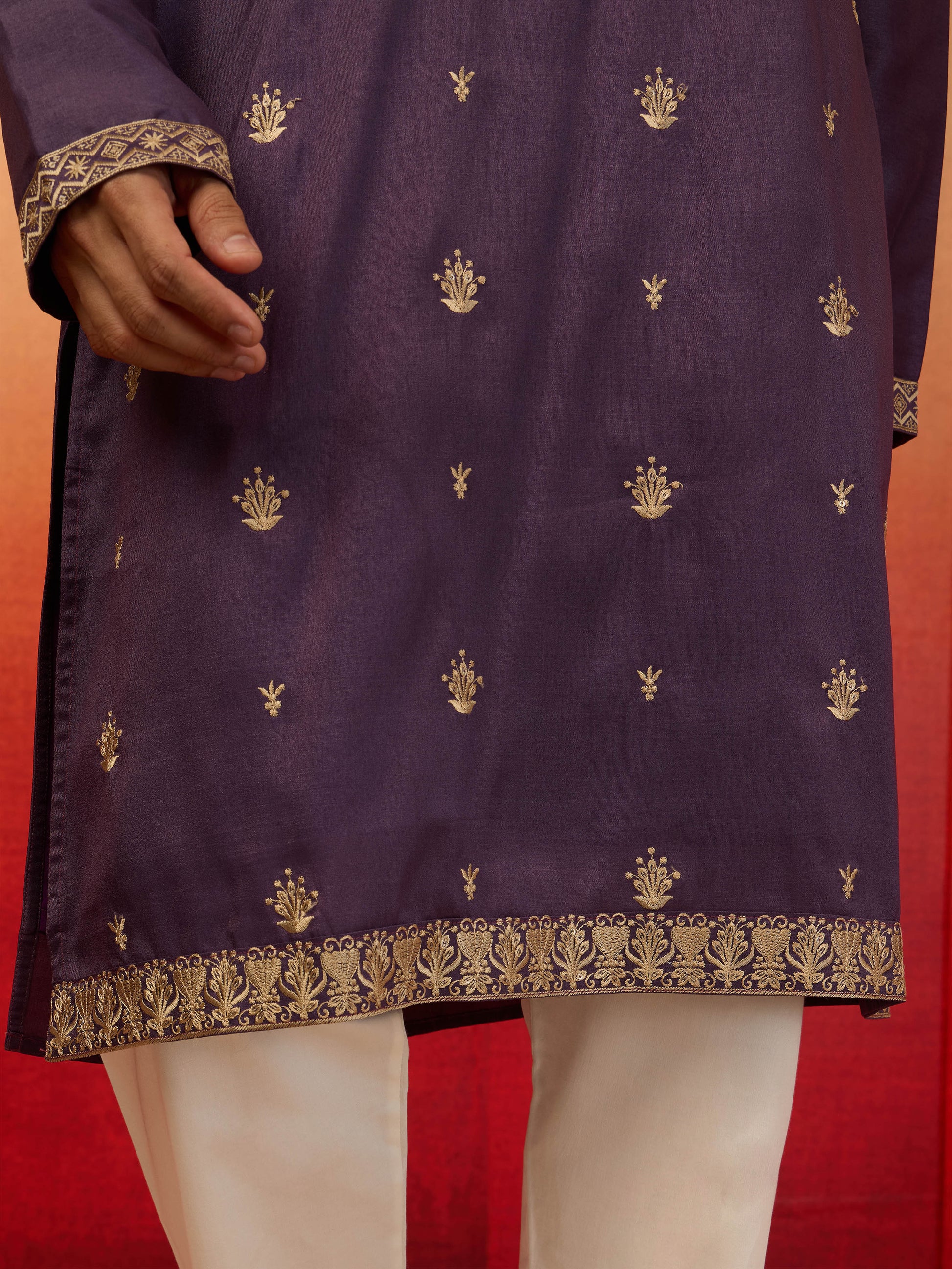 Purple Silk Blend Festival Men's Kurta